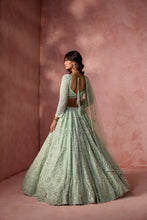 Load image into Gallery viewer, SEA GREEN NET LEHENGA SET