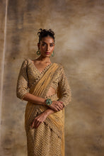 Load image into Gallery viewer, GOLD NET DRAPED LEHENGA SAREE