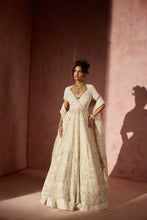 Load image into Gallery viewer, OFF WHITE ORGANZA KALIDAR WITH SHIMMER LEHENGA DUPATTA