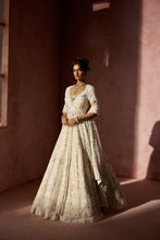 Load image into Gallery viewer, OFF WHITE ORGANZA KALIDAR WITH SHIMMER LEHENGA DUPATTA