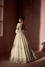 Load image into Gallery viewer, OFF WHITE ORGANZA KALIDAR WITH SHIMMER LEHENGA DUPATTA