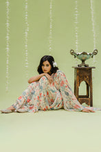 Load image into Gallery viewer, Off White Printed Embroidered Saree Set