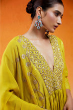 Load image into Gallery viewer, Daisy Yellow Embroidered Anarkali Suit