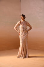 Load image into Gallery viewer, PEACH SKIRT SET WITH IVORY WORK