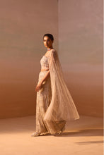 Load image into Gallery viewer, NUDE PALAZO SET WITH CORSET AND VEIL