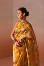 Load image into Gallery viewer, YELLOW PRINTED ORGANZA SAREE
