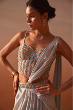 Load image into Gallery viewer, POWDER BLUE DRAPED SAREE