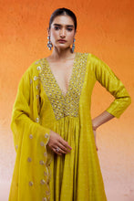Load image into Gallery viewer, Daisy Yellow Embroidered Anarkali Suit