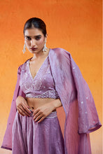 Load image into Gallery viewer, Lavender Embroidered Jacket & Flared Pant Set