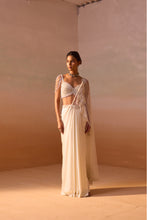 Load image into Gallery viewer, IVORY PEARL WORKED DRAPED SAREE