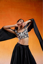 Load image into Gallery viewer, BLACK EMBELLLISHED & EMBROIDERED LEHENGA SET