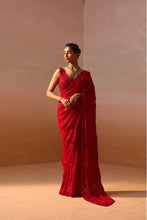 Load image into Gallery viewer, RED HEAVY GEORGETTE SAREE