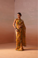 Load image into Gallery viewer, YELLOW PRINTED ORGANZA SAREE