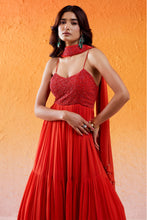 Load image into Gallery viewer, Scarlet Red Embroidered Anarkali Set