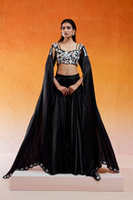 Load image into Gallery viewer, BLACK EMBELLLISHED & EMBROIDERED LEHENGA SET