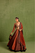 Load image into Gallery viewer, black and rust lehenga set