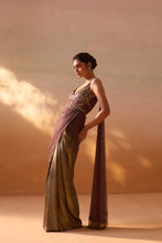 Load image into Gallery viewer, CHOCOLATE BROWN DRAPED SAREE