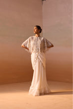 Load image into Gallery viewer, 3PCS WHITE CAPE WITH DRAPED SAREE
