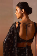 Load image into Gallery viewer, BLACK AND SILVER GREY GEOMETRICAL SAREE
