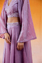 Load image into Gallery viewer, Lavender Embroidered Jacket & Flared Pant Set
