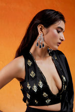 Load image into Gallery viewer, BLACK EMBELLLISHED & EMBROIDERED LEHENGA SET