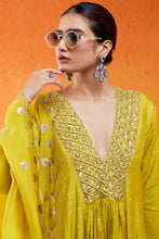 Load image into Gallery viewer, Daisy Yellow Embroidered Anarkali Suit