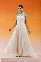 Load image into Gallery viewer, Ivory pilgrimmed collar embroidered gown