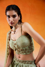 Load image into Gallery viewer, Pista Green Embroidered Lehenga Set
