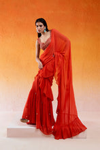 Load image into Gallery viewer, Scarlet Red Embroidered Saree Set
