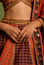 Load image into Gallery viewer, black and rust lehenga set