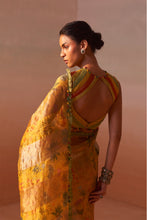 Load image into Gallery viewer, YELLOW PRINTED ORGANZA SAREE