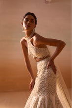 Load image into Gallery viewer, IVORY FISHTAILED SKIRT WITH PEARL WORK
