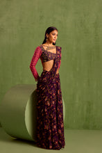 Load image into Gallery viewer, purple pre draped saree