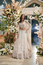Load image into Gallery viewer, PEACH ORGANZA HAND EMBELLISHED LEHENGA