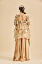 Load image into Gallery viewer, GOLD SHARARA WITH PEPLUM