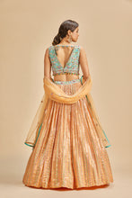 Load image into Gallery viewer, ORANGE PATRA WORK LEHENGA SET