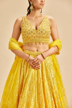 Load image into Gallery viewer, YELLOW OMBRE LEHENGA SET