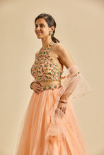 Load image into Gallery viewer, PEACH GATHERED LEHENGA SET