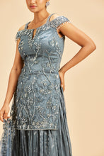 Load image into Gallery viewer, DARK GREY SHARARA SET