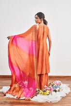 Load image into Gallery viewer, BURNT ORANGE KALIDAAR WITH BURNT ORANGE X HOT PINK SHADED DUPATTA