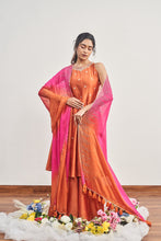 Load image into Gallery viewer, BURNT ORANGE KALIDAAR WITH BURNT ORANGE X HOT PINK SHADED DUPATTA