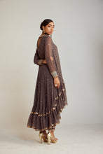 Load image into Gallery viewer, Charcoal Grey Asymmetrical Kurta Pant Set