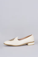 Load image into Gallery viewer, Ivory Crown Leather Loafers