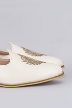 Load image into Gallery viewer, Ivory Crown Leather Loafers