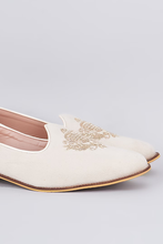 Load image into Gallery viewer, Ivory Crown Suede Loafers