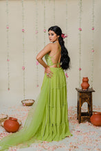 Load image into Gallery viewer, Green Pleated Embroidered Sharara Set