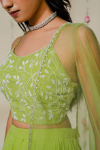 Load image into Gallery viewer, Green Pleated Embroidered Sharara Set