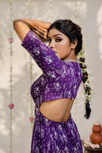 Load image into Gallery viewer, Purple Printed Embroidered Jumpsuit