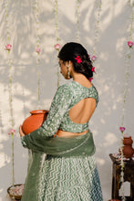 Load image into Gallery viewer, Olive Green Embroidered Lehenga Set