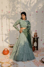 Load image into Gallery viewer, Olive Green Embroidered Lehenga Set